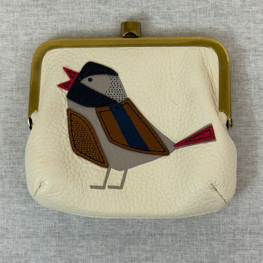Fossil Cream Leather Bird Coin Purse